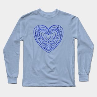 BLUE Heart Design Long Sleeve T-Shirt